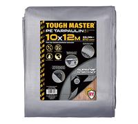 TOUGH MASTER 7 Sizes Heavy Duty Tarpaulin Waterproof Cover Tarp Ground Sheet (Grey/Black, 10 X 12M)