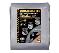 TOUGH MASTER 7 Sizes Heavy Duty Tarpaulin Waterproof Cover Tarp Ground Sheet (Grey/Black, 3 X 4M)