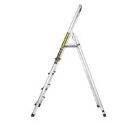 TOUGH MASTER Aluminium Folding Step Ladder Tread Ladders Anti-Slip Steps Top Handrail with Rubberised Plastic Feet Max Load 150Kg - EN131 Safety Standard, Silver (5 Steps)