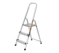 TOUGH MASTER Aluminium Folding Step Ladder Tread Ladders Anti-Slip Steps Top Handrail with Rubberised Plastic Feet Max Load 150Kg - EN131 Safety Standard, Silver (3 Steps)