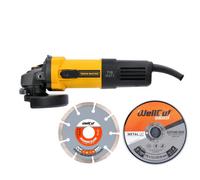 TOUGH MASTER Electric Angle Grinder Corded 125mm with Side Handle, 100% Copper Motor, Carbon Brushes Replacement& Quick Release Guard Wheel (with 10pcs Cutting Discs & Diamond Cutting Blade)
