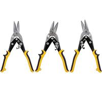 TOUGH MASTER Aviation Snips 10" 250mm Cr-V Steel Cutting Shears Perfect for Cutting Aluminum and Metal Sheets Heavy Duty Aviation Tin Snips with Non-Slip Wear-Resistant TPR Handle (Set of 3)
