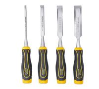 TOUGH MASTER Carving Chisel Set, 4 Piece Wood Carving Bevel Edge Chisel Tools, Carbon Steel, Strong Grip, ¼” 6mm, ½” 13mm, ¾” 19mm, 1” 25mm with Blade Tip Covers