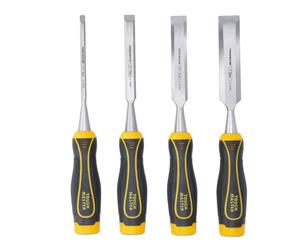 TOUGH MASTER Carving Chisel Set, 4 Piece Wood Carving Bevel Edge Chisel Tools, Carbon Steel, Strong Grip, ¼” 6mm, ½” 13mm, ¾” 19mm, 1” 25mm with Blade Tip Covers
