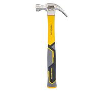 TOUGH MASTER Claw Hammer 16oz Fiberglass Shaft Non Slip Grip Handle TPR Finish Heavy Duty C45 Premium Steel Head Nail Puller Magnetic Holder 450g Light Strong Hand Tool for DIY Projects in Home Office