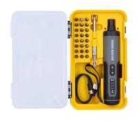 TOUGH MASTER Screwdriver Cordless Electric 3.6V DIY Rechargeable 24 Piece Bit Set, 3 Speed Magnetic Bit Holder, USB Charging Cable with Case in Black & Yellow