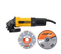 TOUGH MASTER Electric Angle Grinder Corded 125mm with Side Handle, 100% Copper Motor, Carbon Brushes Replacement& Quick Release Guard Wheel (with 10pcs Cutting Discs & Diamond Cutting Blade)