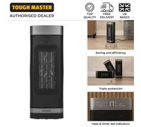 TOUGH MASTER Electric Heater 2000W PTC Ceramic Heater with 3 Modes, 12H Timer, 40° Oscillation, Overheating & Tip-Over Protection, Energy-Saving-ECO-Mode, Remote Control