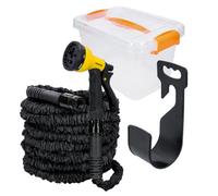 Tough Master Expandable Garden Hose 100FT Flexible Expanding Magic Watering Hose with 8 Function Spray Gun 3/4" 1/2" Fittings Leak-Proof Hose Pipe Comes in Plastic Storage Box