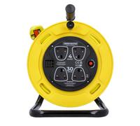 TOUGH MASTER 4 Socket Cable Reel 30m Extension Lead, 13A Heavy Duty Four Extension Cable Reel with Thermal Cut Off for Garden Lawn Mover Home & Office