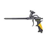 TOUGH MASTER Foam Gun Professional Heavy Duty Aluminium Foaming Gun with Double PTFE Protection Stainless Steel Tube and Needle Spray Applicator with x2 Plastic Nozzles x2 Plastic Extension Tubes