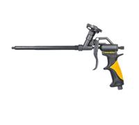 TOUGH MASTER Foam Gun Professional Heavy Duty Aluminium Foaming Gun with Double PTFE Protection Stainless Steel Tube and Needle Spray Applicator with x2 Plastic Nozzles x2 Plastic Extension Tubes