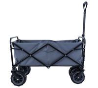 TOUGH MASTER Folding Wagon 80 kg Load Capacity Collapsible Trolley Cart on 7" Wheels 360° Rotating Front Wheels Steel Frame Extended Handle Ideal for Garden, Beach, Picnic, Shopping