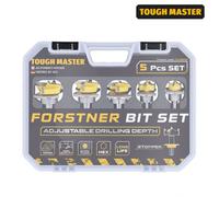 Tough Master Forstner Router Bit Set 5 Piece 15, 20, 25, 30, 35mm, 8-10mm Hex Shank (Tm-Rbf5S)