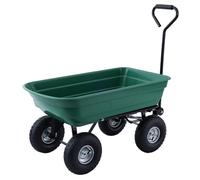 TOUGH MASTER Garden Cart 75L Dump Truck with 4 Pneumatic Wheels 10" Heavy Duty Wheelbarrow with Tipping Function 250kg Load Capacity Ideal for Outdoors Festivals Tools Plants Logs General Waste