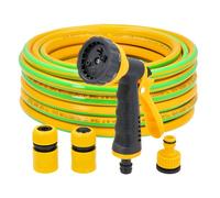 TOUGH MASTER Garden Hose 15m 50ft with 6 Pattern Spray Gun and 3 Nozzles, 3-Layer Reinforced Hosepipe 1/2 inch for Lawn Irrigation, Car Washing, Pet Care, Patio Cleaning, Outdoor Use