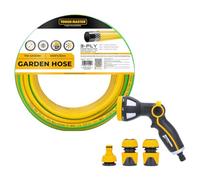 TOUGH MASTER Garden Hose 30m 100ft 3-Layer Reinforced Hosepipe 1/2 inch, 21 Bar Burst Pressure UV Resistant Algae Resistant Hose for Garden (with Spray Gun&Nozzle Set)
