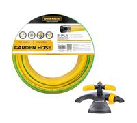 TOUGH MASTER Garden Hose 30m 100ft 3-Layer Reinforced Hosepipe 1/2 inch, 21 Bar Burst Pressure UV Resistant Algae Resistant Hose for Garden (with Sprinkler)