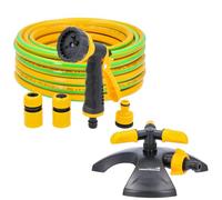 TOUGH MASTER Garden Hose 30m 100ft with 6 Pattern Spray Gun and 3 Nozzles, 3-Layer Reinforced Hosepipe 1/2 inch for Lawn Irrigation, Car Washing, Pet Care (with 3 Arms Sprinkler)