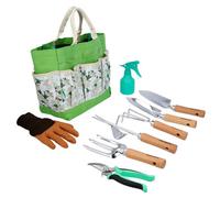 Tough Master Garden Tool Set 9 Pcs, Stainless Steel Hand Tools With Storage Tote Bag & Gardening Gloves