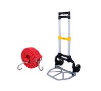 Tough Master Hand Truck Foldable Lightweight Aluminium Heavy Duty 70Kg Load Capacity With 2M Hook Bungee Strap