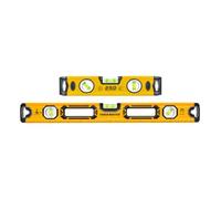 Tough Master Heavy Duty Magnetic Scaffold Spirit Level Builders Level with Horizontal Vertical Bubble Vials for Scaffolding Construction Metal Framework (Spirit Level 2Pcs 250mm, 600mm)