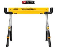 TOUGH MASTER Saw Horse Twin Pack 9-Position Height Adjustable Heavy Duty Steel Workbench 62-82cm Supports up to 1180 kg Folding Saw Anti-Slip Top & Handle Sawhorse for Contractors, Carpenters, DIY