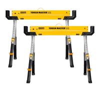 TOUGH MASTER Saw Horse Twin Pack 9-Position Height Adjustable Heavy Duty Steel Workbench 62-82cm Supports up to 1180 kg Folding Saw Anti-Slip Top & Handle Sawhorse for Contractors, Carpenters, DIY