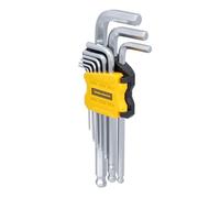 TOUGH MASTER Hex Key Set 9 Pieces 1.5-10 mm, Ball End, Heavy Duty Cr-V Steel 6150, Multi-Coloured Allen Key Set for Furniture Assembly Bicycle Car Repair Household DIY