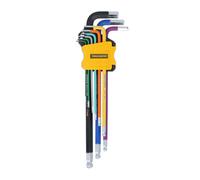 Tough Master Hex Key Set 9Pcs, Metric Ball End, Long Arm, Multi-Coloured 1.5-10mm -Tm-Hks9M