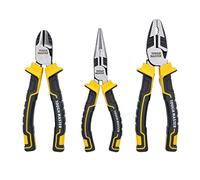 TOUGH MASTER High Leverage Pliers Tool Set 3pcs, 6"150mm Needle Nose Pliers, 6" 150mm Diagonal Cutting Pliers, 7" 175mm Combination Pliers Multi-Purpose Pliers Set 3-in-1 with Soft Handles