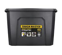 Tool Storage Box 60 Litres Durable Impact-Resistant Plastic, Secure & Stackable Design, Waterproof Dustproof Chest Latches, Versatile for Tools, Toys, Craft Equipment TOUGH MASTER