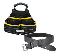 Tough Master Large Tool Pouch Belt With 3 Wide Pockets Leather Holder For Fixings, Nails And Small Parts For Builders, Carpenters