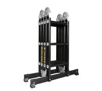 Multi-Purpose Ladder 4 x 3 With Two Safety Platforms, Five Position Aluminium Ladder, Foldable Design, Easy Assembly, 150kg Load Capacity, Safety Non-Slip Rubber Feet TOUGH MASTER