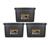 TOUGH MASTER Plastic Storage Box with Lid 40L Pack of 3, Box Size 49x38x32cm, Heavy Duty Tool Box Stackable for Home, Office & Workshop