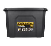 TOUGH MASTER Storage Box 40 litres Durable Plastic Reinforced Construction Secure & Stackable Design Waterproof Dustproof Box Chest Latches Versatile for Tools, Toys, Craft Equipment