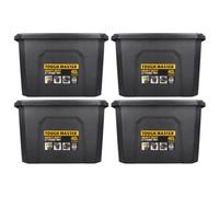 TOUGH MASTER Plastic Storage Box with Lid 40L, Box Size 49x38x32cm, Heavy Duty Tool Box Stackable for Home, Office & Workshop (Pack of 4)