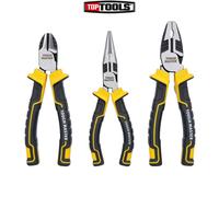 TOUGH MASTER 4-Piece Pliers Set Professional Quality Including 10'' Water Pump Plier, 6" Needle Nose Plier, 6" Diagonal Cutting Plier & 7" Combination Plier (3-Pieces Plier Set)
