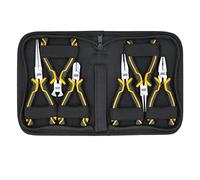 TOUGH MASTER Mini Pliers Set 6pcs Jewellery Plier Tool Kit with Zip Storage Case | Needle Nose Pliers, Round Nose Pliers, Bent Nose Pliers, Side Cutting Pliers, End Cutting Pliers, Combination Pliers