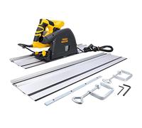 TOUGH MASTER Plunge Saw Track Saw with 2 x 700mm Guide Rails Clamps & Connector Cutting Disc 1400W Powerful Cutter Bench Saw Circular Saw 57mm - 90° and 47mm - 45° 2 Years Warranty