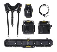 TOUGH MASTER Tool Pouch Set Premium Quality with Leather Belt, Massage Foam Segments in Waist Support, Set of Pouches with 28 Pockets & 10 Layers of High Tech Solutions