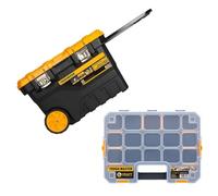 Tough Master Professional Extra Large Mobile Tool Box Chest 28'' / 72cm on Wheels with Tote Tray Handle for Big Power Tools (With 17 Inch Organiser)