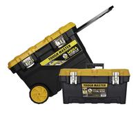 Tough Master Professional Extra Large Mobile Tool Box Chest 28'' / 72cm on Wheels with Tote Tray Handle for Big Power Tools (With 19'' Tool Box)
