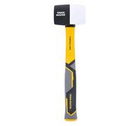 Tough Master Rubber Mallet Hammer Combination Rubber Mallet Hand Tool Black & White With Non-Slip Fiberglass Handle - 16 Oz