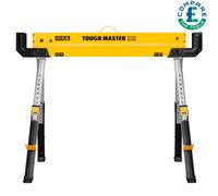 TOUGH MASTER Saw Horse Twin Pack 9-Position Height Adjustable Heavy Duty Steel Workbench 62-82cm Supports up to 1180 kg Folding Saw Anti-Slip Top & Handle Sawhorse for Contractors, Carpenters, DIY