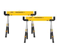 TOUGH MASTER Saw Horse Twin Pack 9-Position Height Adjustable Heavy Duty Steel Workbench 62-82cm Supports up to 1180 kg Folding Saw Anti-Slip Top & Handle Sawhorse for Contractors, Carpenters, DIY