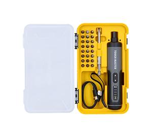 TOUGH MASTER Screwdriver Cordless Electric 3.6V DIY Rechargeable 24 Piece Bit Set, 3 Speed Magnetic Bit Holder, USB Charging Cable with Case in Black & Yellow
