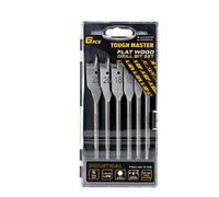 TOUGH MASTER Spade Drill Bits Set, 6 Piece ¼ Inch Quick Change Hex Shank, 10mm, 12mm,16mm, 18mm, 20mm, 25mm Flat Wood Drill Bits with Plastic Carry Case