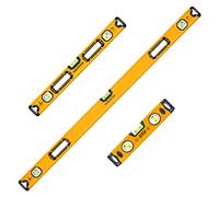 Tough Master Spirit Level Set 3 Piece PRO, Magnetic, 3 Vial High Accuracy, Front View Vial, Aluminium Shockproof Tool, 1200mm & 600mm, 250mm