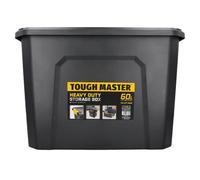 Tool Storage Box 60 Litres Durable Impact-Resistant Plastic, Secure & Stackable Design, Waterproof Dustproof Chest Latches, Versatile for Tools, Toys, Craft Equipment TOUGH MASTER